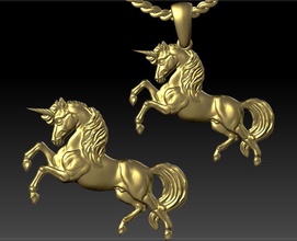 bijoux pendentif licorne tailles 3d impression modèle in pendentifs 3dexport imprimable or argent colliers beau 3d print model - Mito3D