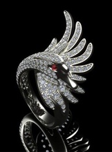 exclusif anneau de cygne bijoux le diamant imprimable l'anneau swan d'oiseaux cad les pierres précieuses la femelle femmes 3dm stl obj mode or cnc haut forme polygonale 3d print model - Mito3D