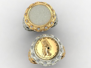 exklusive signet Münze Schmuck Männlich ring bedruckbar ist Männer exklusiv Juwel Ringe 3dm 3ds stl gold hoch poligonal 3d print model - Mito3D