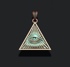 olho providência pingente Illuminati pirâmide símbolo oculto pedreiro ordem foca espírito triângulo Egito emblema místico sagrado mito dólar crista egípcio joalheria 3d print model - Mito3D