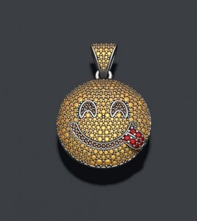 face savoring food emoji pendant gems pendants jewelry gem hiphop jewellery emotion ice iced jewel diamond gemstone briliant hip hop heart red tongue yummy 3d print model - Mito3D