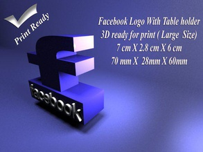 facebook por el titular de la impresión 3d ready - gran tamaño palabras clave Cara logotipo 3dprint 3dfacebook logo3d 3d print model - Mito3D