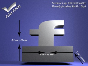 facebook holder - 3d print ready small size 3dface logo 3dprint 3dfacebook logo3d logosmall facebook3dprint 3d print model - Mito3D
