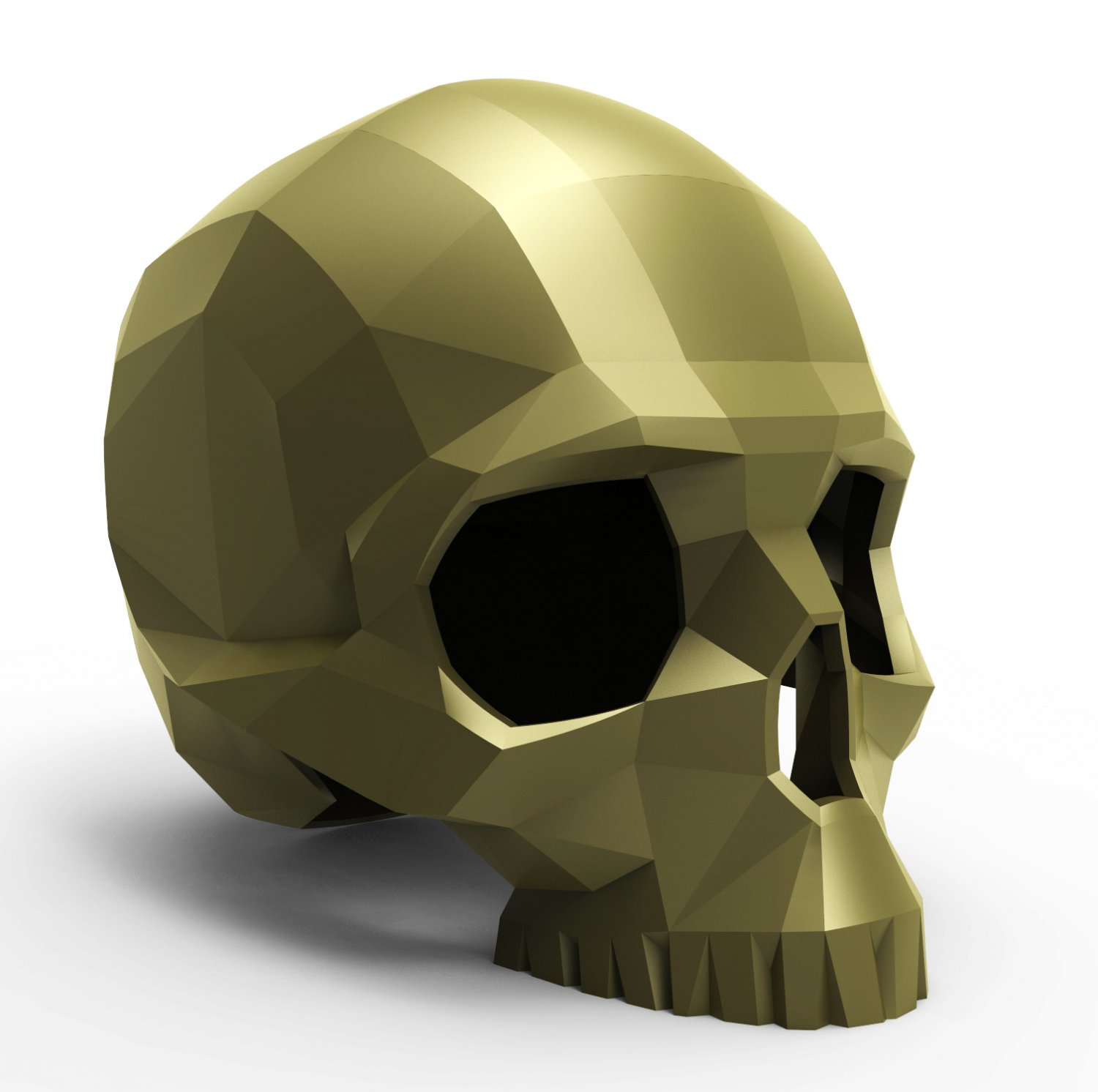 faceted skull bone edged corners surfaces stylized head geometric edge facet 3D print model - Mito3D