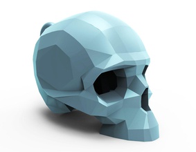 faceted skull pendant bone edged corners surfaces stylized head geometric edge facet trinket 3d print model - Mito3D