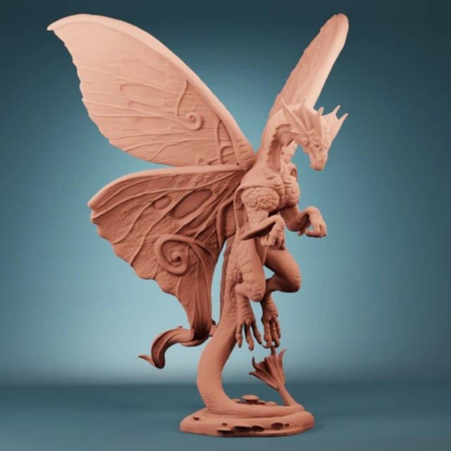 fada Dragão pronto impressão escultura rabo games toys 3d printing fae fantasia criatura miniaturas estatuetas floresta monstro asas masmorra dnd fadas arte anime esculturas 3D print model - Mito3D