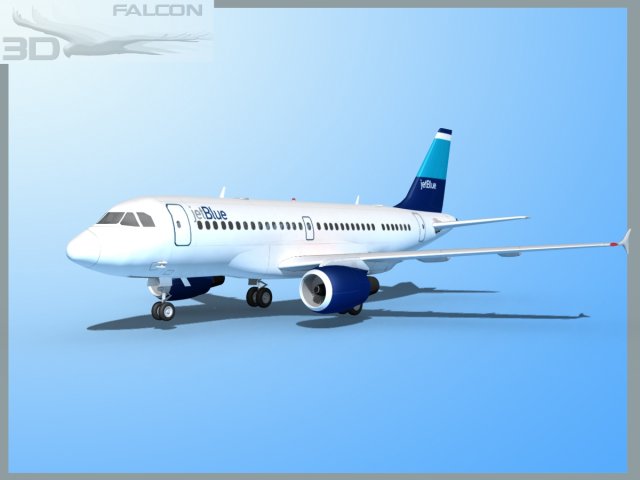 falcon3d a319 jet azul 3d modelo in comercial 3dexport avión aeronave línea transporte pasajero moderno gemelo civil vías respiratorias reacción aerolínea aerobús a320 a318 a321 3D print model - Mito3D