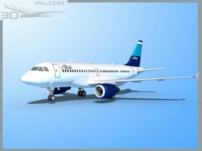 falcon3d a319 jet mavi 3d model in ticari 3dexport uçak yolcu uçağı ulaşım modern ikiz sivil hava yolları jetliner havayolu otobüsü a320 a318 a321 3d print model - Mito3D