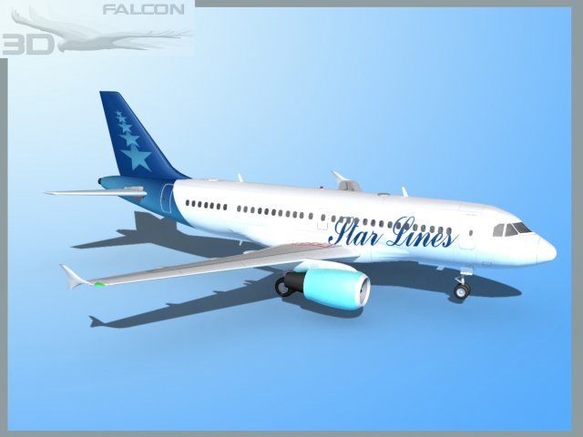 falcon3d a319 estrella líneas 3d modelo in comercial 3dexport avión aeronave línea transporte pasajero moderno gemelo jet civil a320 a321 a318 aerobús 3D print model - Mito3D