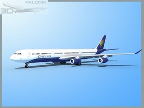 falcon3d a340 600 air tours airplane aircraft airliner plane transport commercial passenger modern twin jet civil civilian jetliner a-340 a-340-600 a340-600 airbus 3d print model - Mito3D