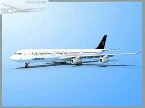 falcon3d a340 600 lufthansa star airplane aircraft airliner plane transport commercial passenger modern twin jet civil civilian jetliner a-340 a-340-600 a340-600 airbus 3d print model - Mito3D
