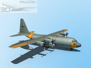 falcon3d c130 hercules denmark 3d model in transport 3dexport lockheed c-130 airplane aircraft air force military us navy patrol recon carrier turboprop four-engine rescue refueling cargo 3d print model - Mito3D