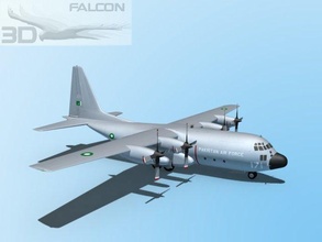 falcon3d c130 hercules pakistan lockheed c-130 airplane aircraft air force transport military navy patrol recon carrier turboprop four-engine rescue refueling cargo 3d print model - Mito3D