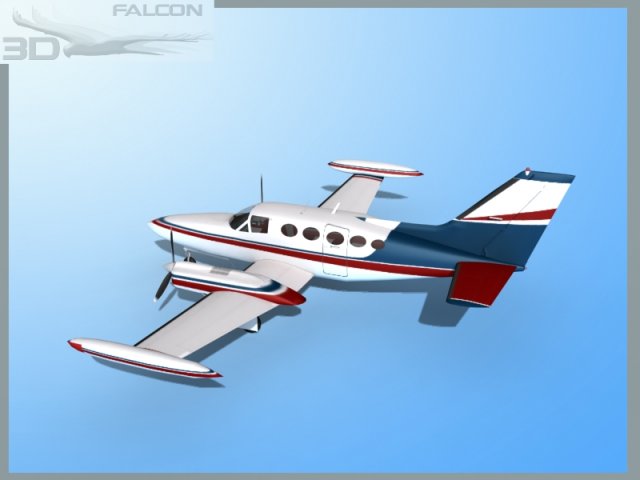 falcon3d c414 chanceler f09 avião aviões aeronave civil Civil aviação executivo transporte carta profissional colocar gêmeo motor hélice comercial ambulância 3D print model - Mito3D