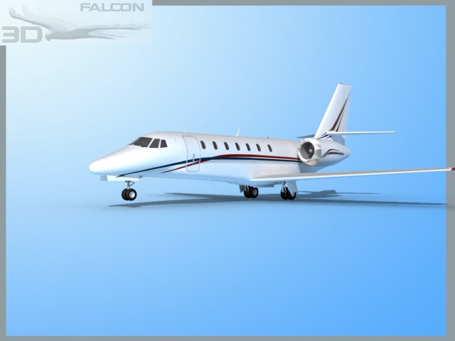 falcon3d citação soberano c680 f09 3d modelo in jato 3dexport avião aviões aeronave civil aviação executivo transporte carta profissional colocar gêmeo motor turbina comercial 3D print model - Mito3D