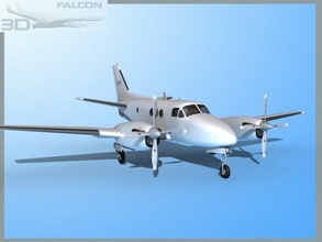 falcon3d e90 king air bare metal 3d model in commercial 3dexport airplane aircraft civil civilian charter corporate business executive transport passenger freight cargo ambulance turboprop twin-engine beechcraft beech 3d print model - Mito3D