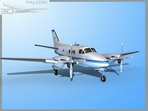falcon3d e90 rey aire f02 3d modelo in comercial 3dexport avión aeronave civil carta corporativo negocio ejecutivo transporte pasajero carga ambulancia turbohélice twin engine beechcraft 3d print model - Mito3D