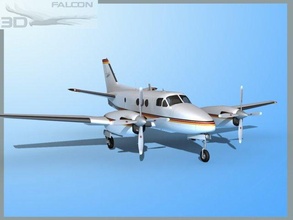 falcon3d e90 king air f03 3d model in commercial 3dexport airplane aircraft civil civilian charter corporate business executive transport passenger freight cargo ambulance turboprop twin-engine beechcraft beech 3d print model - Mito3D