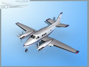 falcon3d e90 king air f04 3d model in commercial 3dexport airplane aircraft civil civilian charter corporate business executive transport passenger freight cargo ambulance turboprop twin-engine beechcraft beech 3d print model - Mito3D