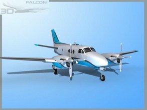 falcon3d e90 king air f08 3d model in commercial 3dexport airplane aircraft civil civilian charter corporate business executive transport passenger freight cargo ambulance turboprop twin-engine beechcraft beech 3d print model - Mito3D