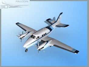falcon3d e90 Rey aire f10 avión aeronave civil carta corporativo negocio ejecutivo transporte pasajero carga ambulancia turbohélice twin engine beechcraft 3d print model - Mito3D
