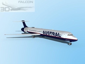 falcon3d md 80 austral 2 3d model in commercial 3dexport airplane airplanes aircraft airliner civil passenger freight cargo corporate mcdonnell douglas us plane planes jet jetliner md-80 3d print model - Mito3D