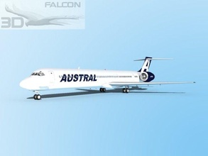 falcon3d md 80 austral airplane airplanes aircraft airliner civil commercial passenger freight cargo corporate mcdonnell douglas plane planes 3d print model - Mito3D