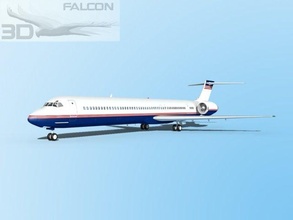 falcon3d md 80 corporativo 1 avião aviões aeronave comercial Civil passageiro frete carga mcdonnell douglas jato 3d print model - Mito3D