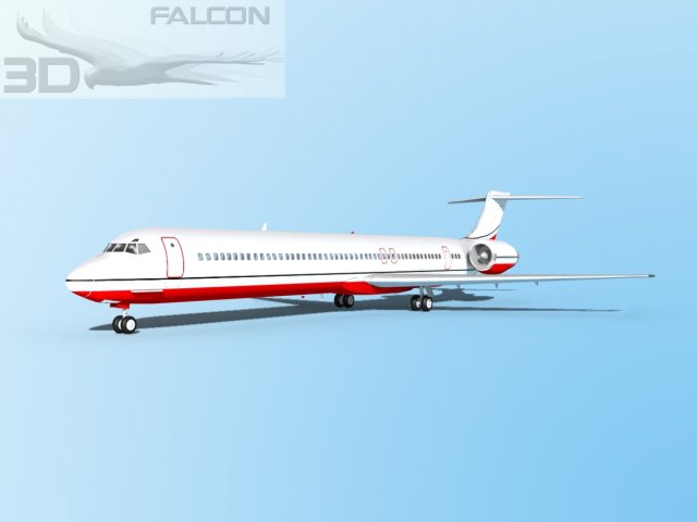 falcon3d md 80 corporativo 4 avión aviones aeronave línea civil comercial pasajero carga Mcdonnell Douglas jet reacción 3D print model - Mito3D