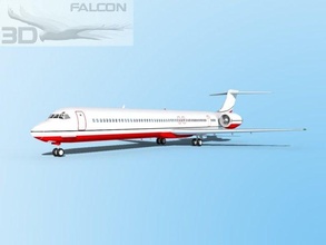 falcon3d md 80 corporativo 4 avión aviones aeronave línea civil comercial pasajero carga Mcdonnell Douglas jet reacción 3d print model - Mito3D