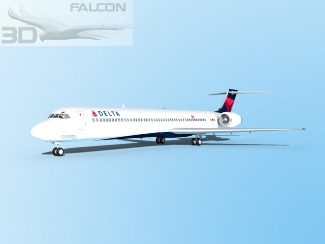 falcon3d md 80 delta 2 3d model in commercial 3dexport airplane airplanes aircraft airliner civil passenger freight cargo corporate mcdonnell douglas us plane planes jet jetliner md-80 3D print model - Mito3D