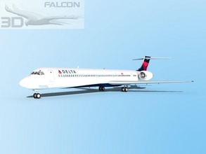 falcon3d md 80 delta 2 3d modelo in comercial 3dexport avião aviões aeronave civil passageiro frete carga corporativo mcdonnell douglas us jato 3d print model - Mito3D