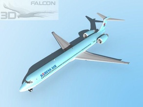 falcon3d md 80 korean air airplane airplanes aircraft airliner civil commercial passenger freight cargo corporate mcdonnell douglas plane planes jet jetliner md-80 3d print model - Mito3D