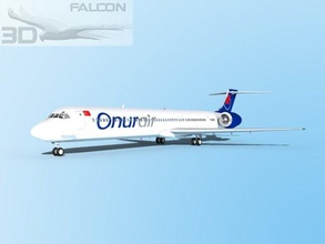 falcon3d md 80 onur air airplane airplanes aircraft airliner civil commercial passenger freight cargo corporate mcdonnell douglas plane planes jet jetliner md-80 3d print model - Mito3D