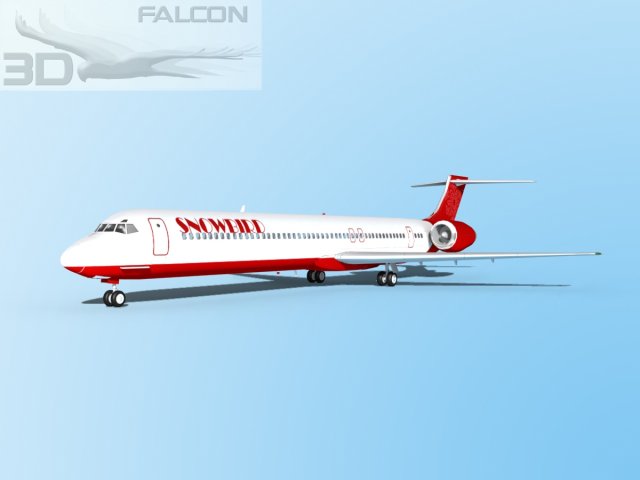 falcon3d md 80 cocainómano avión aviones aeronave línea Mcdonnell Douglas civil comercial aerolíneas vías respiratorias pasajero carga corporativo jet 3D print model - Mito3D