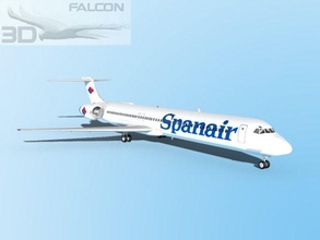 falcon3d md 80 spanair airplane planes aircraft airliner mcdonnell douglas md-80 civil commercial airlines airways passenger cargo corporate plane jet jetliner 3d print model - Mito3D