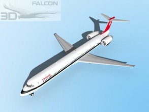falcon3d md 80 swissair airplane planes aircraft airliner mcdonnell douglas md-80 civil commercial airlines airways passenger cargo corporate plane jet jetliner 3d print model - Mito3D