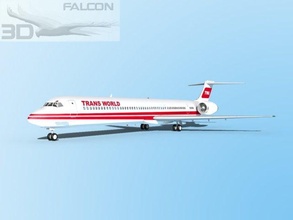 falcon3d md 80 trans dünya hava yolları 3d model in ticari 3dexport uçak yüzeyleri yolcu uçağı mcdonnell douglas sivil kargo kurumsal us jet jetliner 3d print model - Mito3D