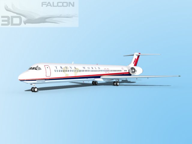 falcon3d md 80 3 3d modèle in commercial 3dexport avion avions ligne mcdonnell douglas civil compagnies aériennes voies respiratoires passager cargaison entreprise us jet 3D print model - Mito3D