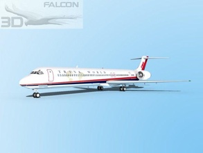 falcon3d md 80 3 3d modèle in commercial 3dexport avion avions ligne mcdonnell douglas civil compagnies aériennes voies respiratoires passager cargaison entreprise us jet 3d print model - Mito3D
