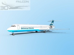 falcon3d md 80 universal charter airplane planes aircraft airliner mcdonnell douglas md-80 civil commercial airlines airways passenger cargo corporate plane jet jetliner 3d print model - Mito3D