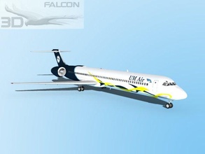 falcon3d md um aire 3d modelo in comercial 3dexport avión aviones aeronave línea mcdonnell douglas 80 civil aerolíneas vías respiratorias pasajero carga corporativo us jet reacción 3d print model - Mito3D