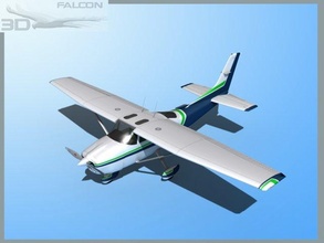falcon 3d c182 skylane f06 model in commercial 3dexport airplane cessna aircraft civilian civil commuter trainer personal family professional training monoplane reciprocating propeller opposed inline four place 3d print model - Mito3D