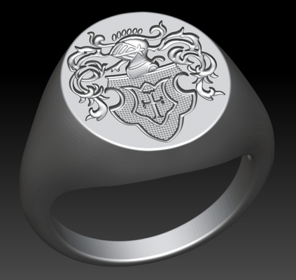 familia cresta anillo 3d impresión modelo in anillos 3dexport joyería joya hombres sello oro plata 3d print model - Mito3D