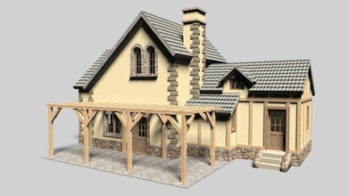 famiglia casa 3d modello in edifici 3dexport architettura esterno legna 3d print model - Mito3D