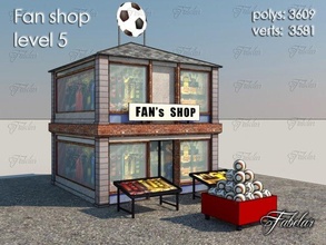 fan shop level 5 building modular upgrade city soccer game lowpoly polygonal merchandise supporter tshirt clothing architecture architectural 3d print model - Mito3D