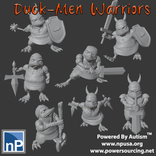 fantasia duck men guerrieri mostri creature anatra uomo guerriero germano reale dnd dragonbane dungeon draghi kin 3d print model - Mito3D