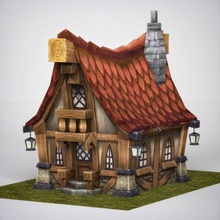 fantasia legno Casa architettura medievale legna struttura edificio storico esterno gioco tetto dolce lowpoly poli Materiale 3d print model - Mito3D