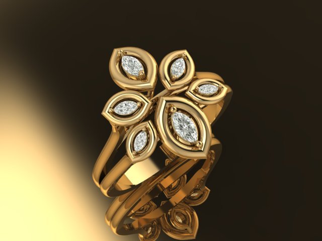 güzel çiçek yüzük moda elmas altın tasarım 3D print model - Mito3D