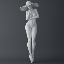 moda niña vistiendo sombrero 001 3d impresión modelo in figuritas 3dexport mujer hembra dama tendencia sexy perfecto tentación pie cuerpo plenitud high heeled desnudo 3d print model - Mito3D